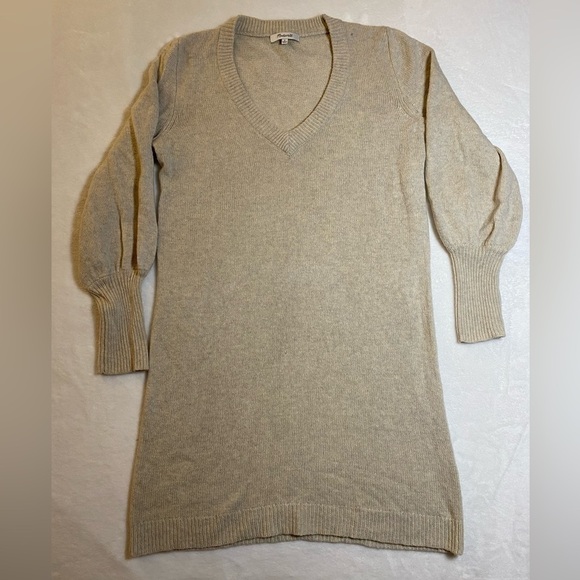 Madewell Bubble-Sleeve Sweater Dress Color Beige Size Small - Picture 4 of 11